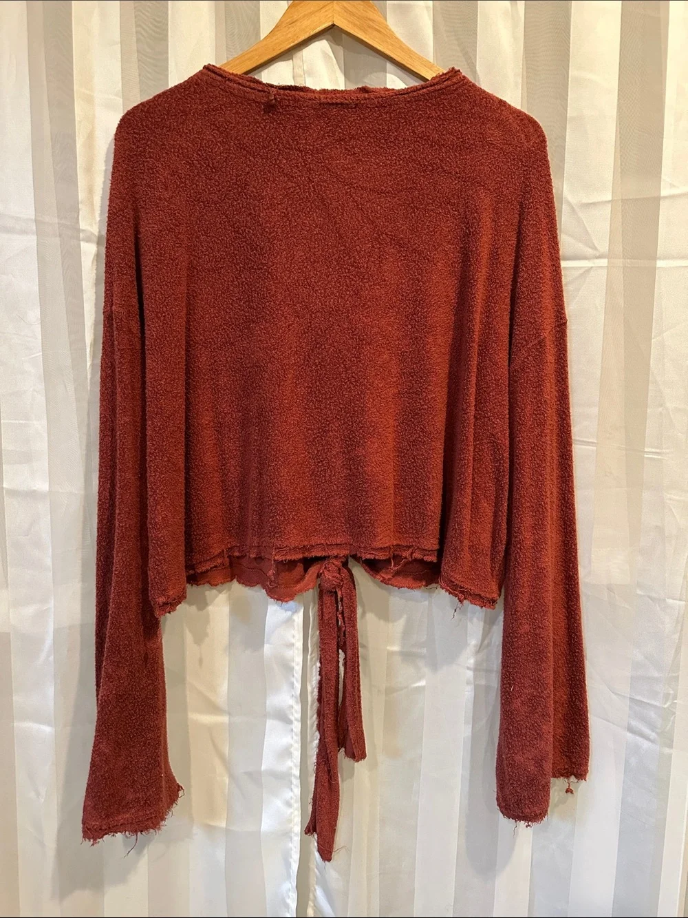 Free People Rust Tie-Front Henley Crop Top
